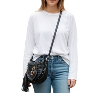 Juicy Couture Crossbody Bag Iconic Heart Lock Vintage Y2K Women Leather Brass